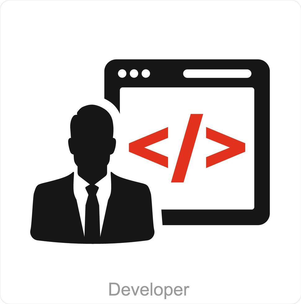 Entwickler und Code Symbol Konzept vektor