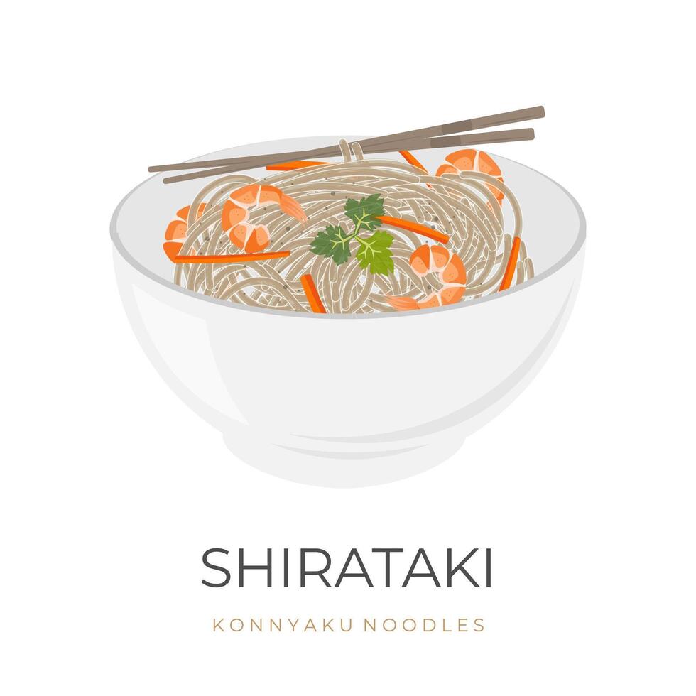 Pad thailändisch Shirataki oder Shirataki Nudeln Vektor Illustration Logo