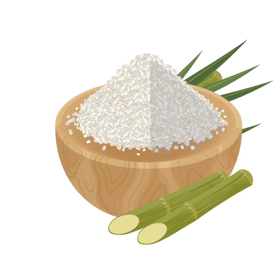 Vektor Illustration Logo von Weiß Zucker im ein hölzern Schüssel