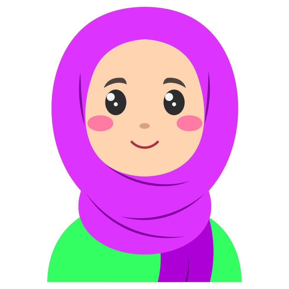 söt klistermärke av kvinna i hijab, konst illustration vektor