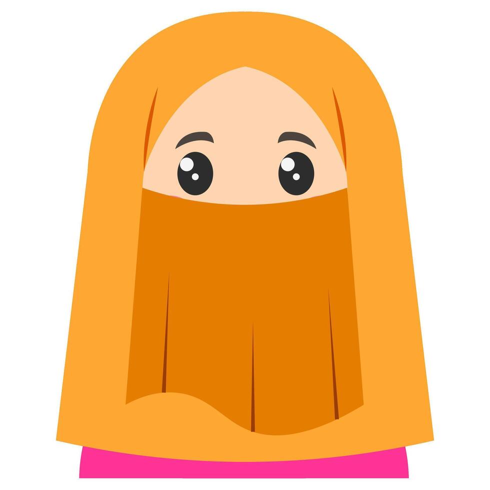 söt klistermärke av kvinna i hijab, konst illustration vektor