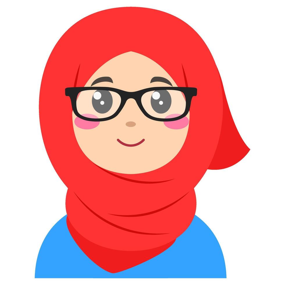 söt klistermärke av kvinna i hijab, konst illustration vektor