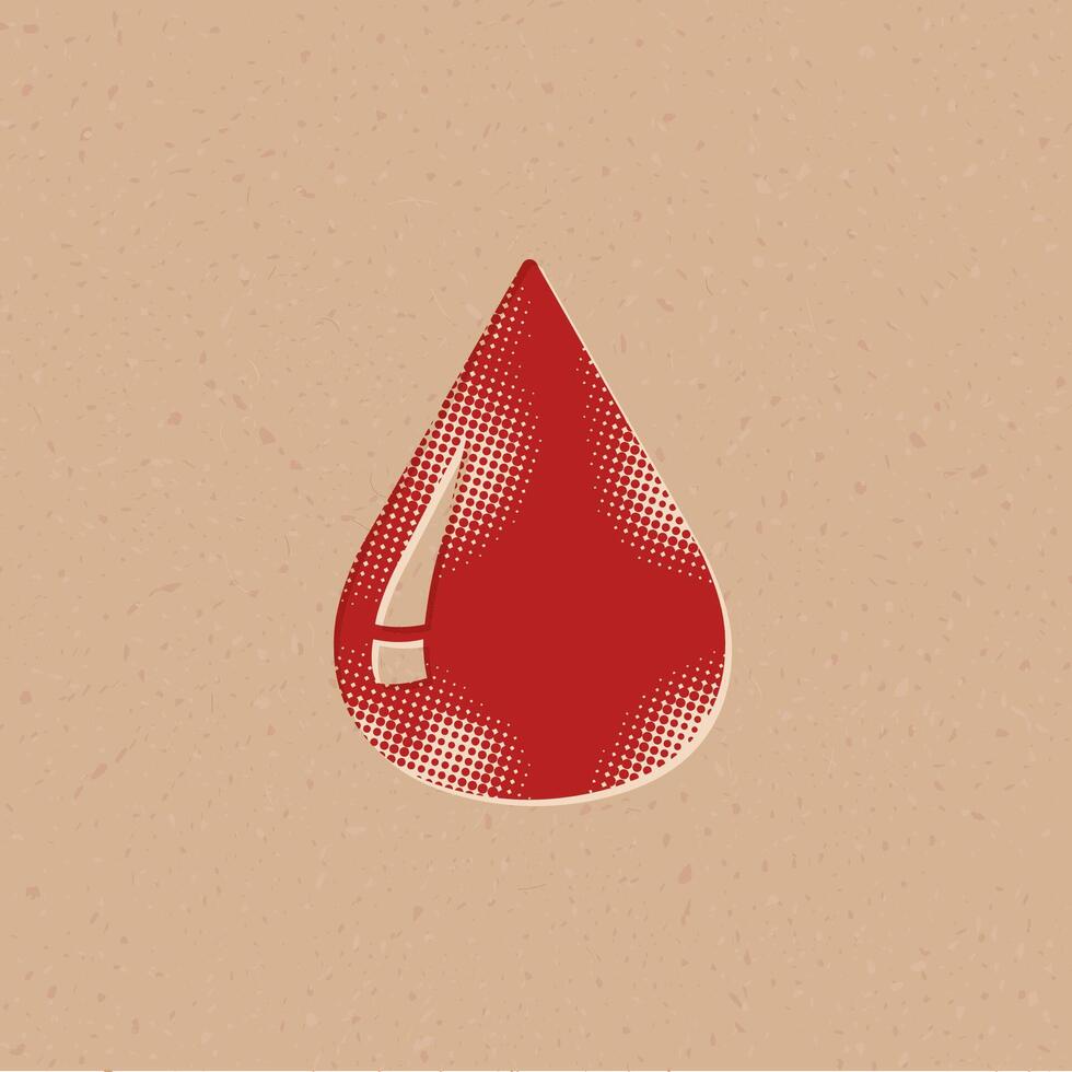 blod släppa halvton stil ikon med grunge bakgrund vektor illustration
