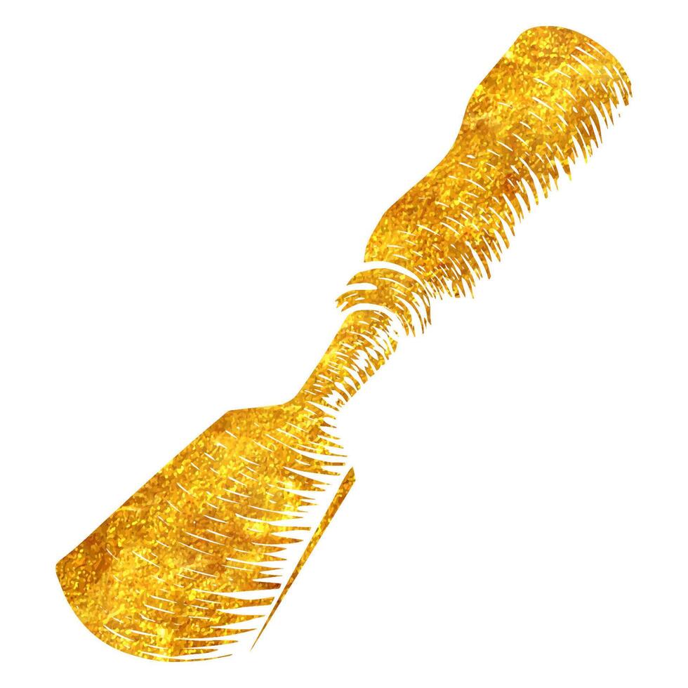 hand dragen halv runda mejsel i träsnitt träbearbetning verktyg i guld folie textur vektor illustration