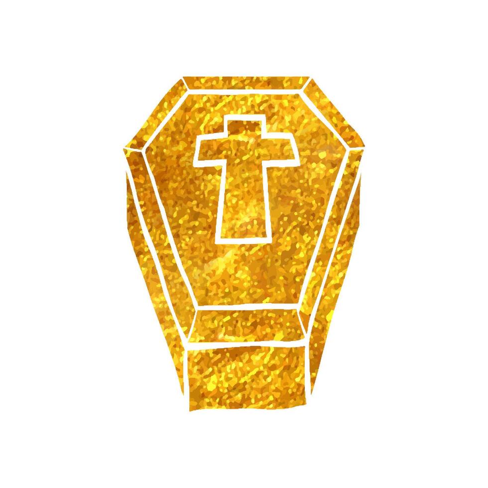 Hand gezeichnet Sarg Symbol im Gold vereiteln Textur Vektor Illustration