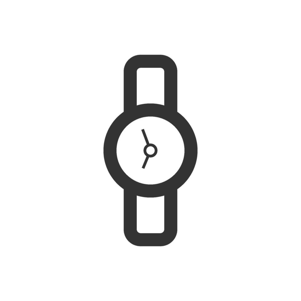 Handgelenk Uhr Symbol im dick Gliederung Stil. schwarz und Weiß einfarbig Vektor Illustration.