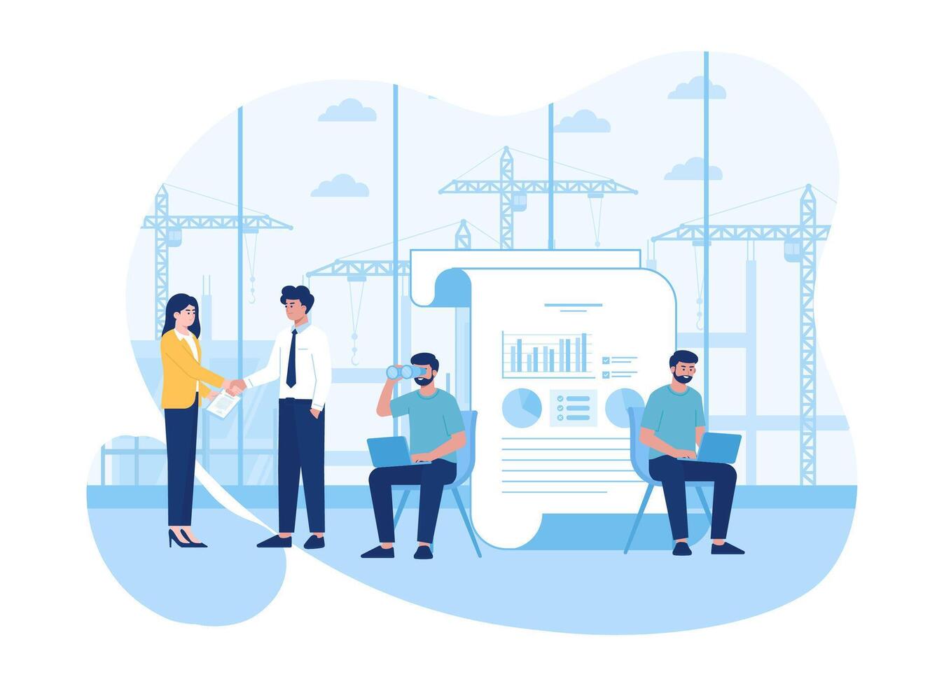 Arbeiten zusammen diskutieren Anfang Treffen von Kollegen Coworking Zusammenarbeit Konzept eben Illustration vektor