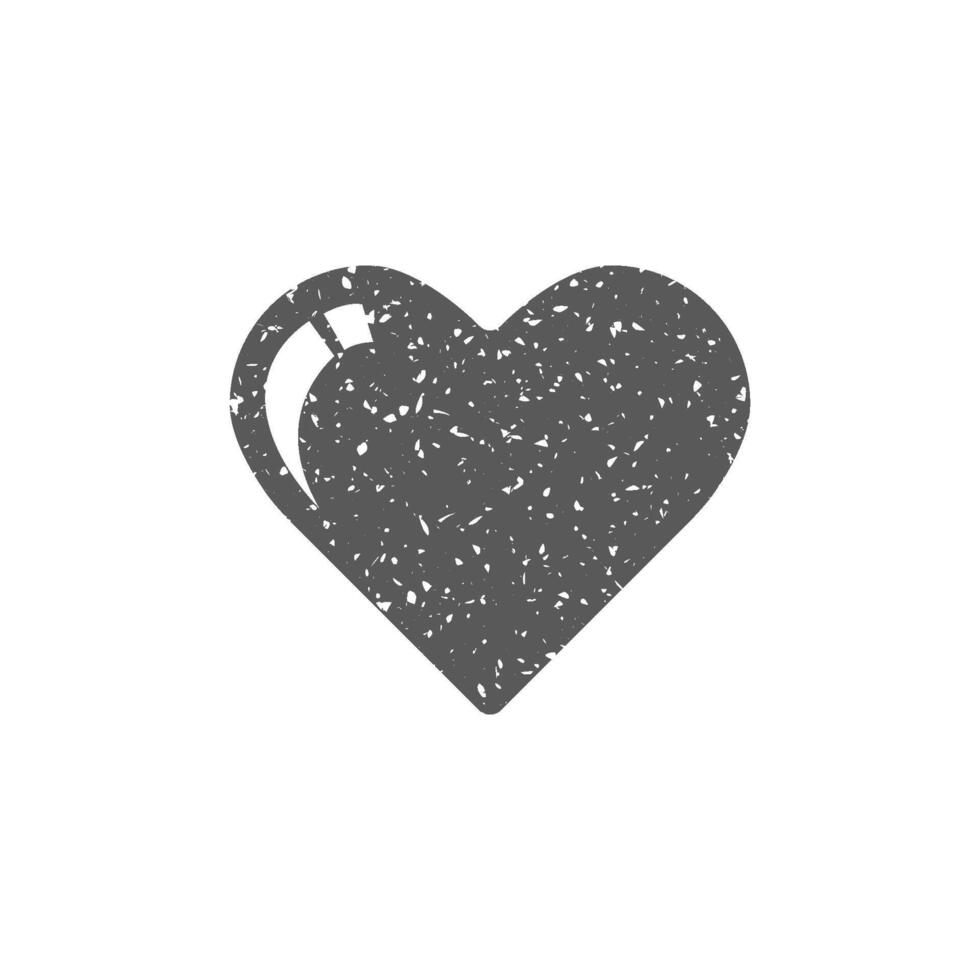 hjärta form ikon i grunge textur vektor illustration
