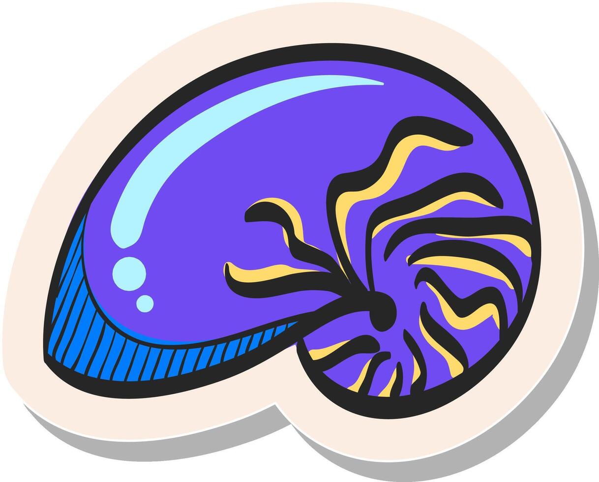 Hand gezeichnet Nautilus Symbol im Aufkleber Stil Vektor Illustration