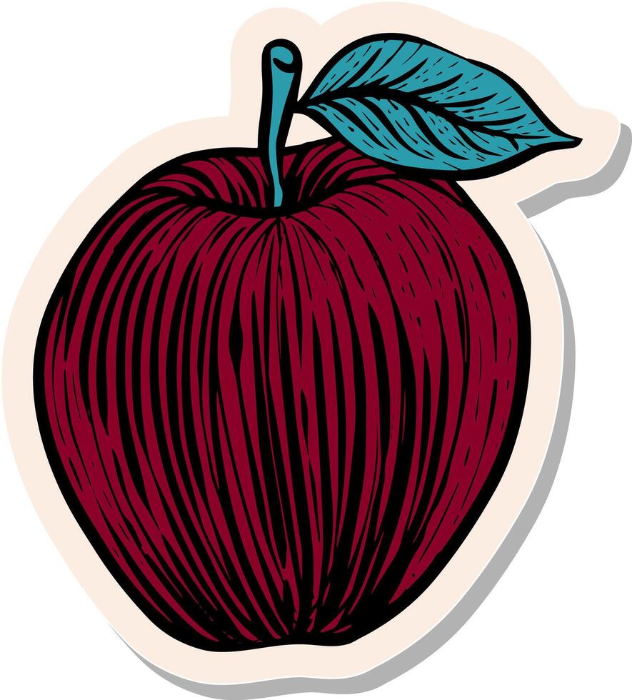 Hand gezeichnet Aufkleber Stil Apfel Symbol Vektor Illustration