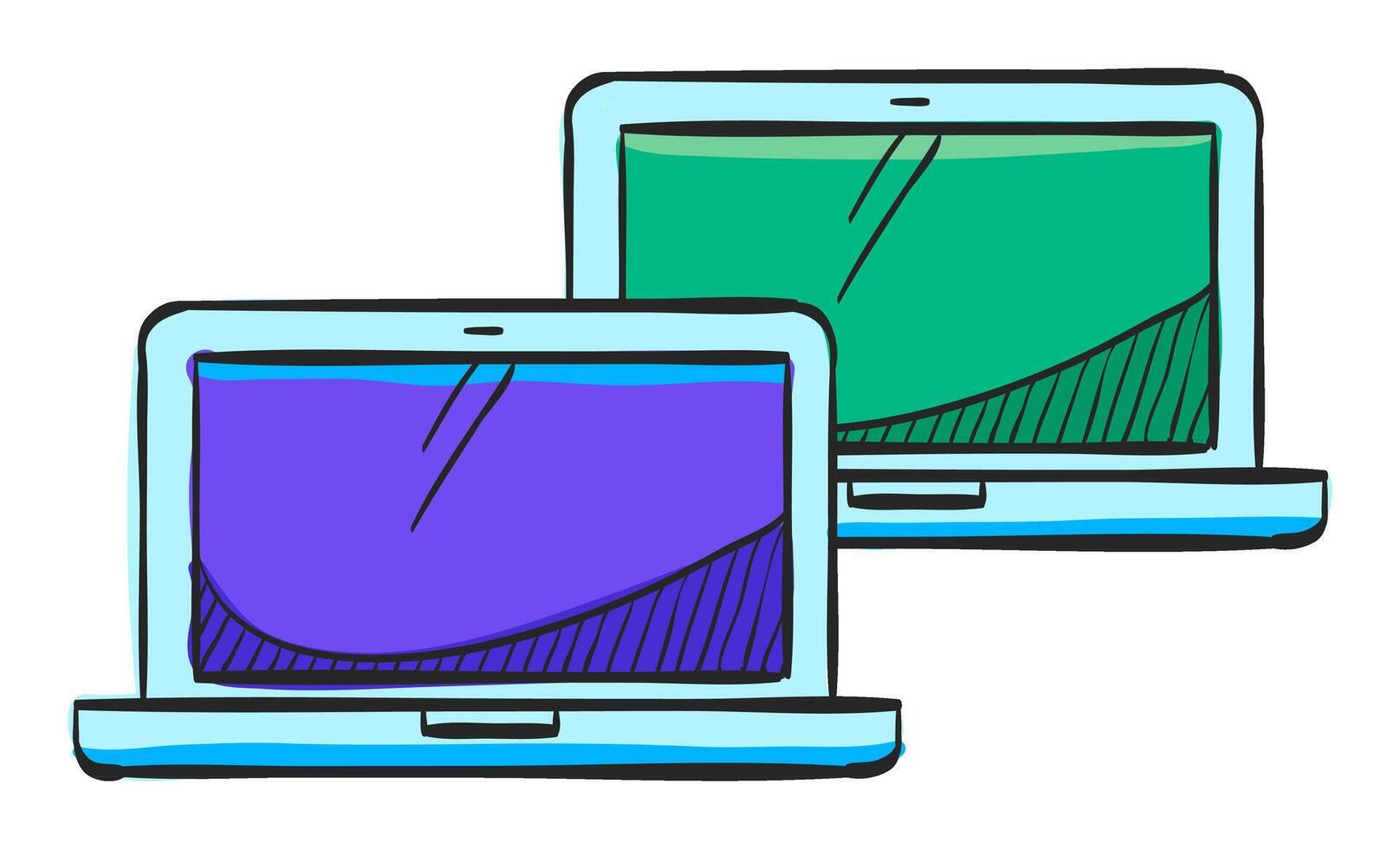 bärbara datorer ikon i hand dragen Färg vektor illustration