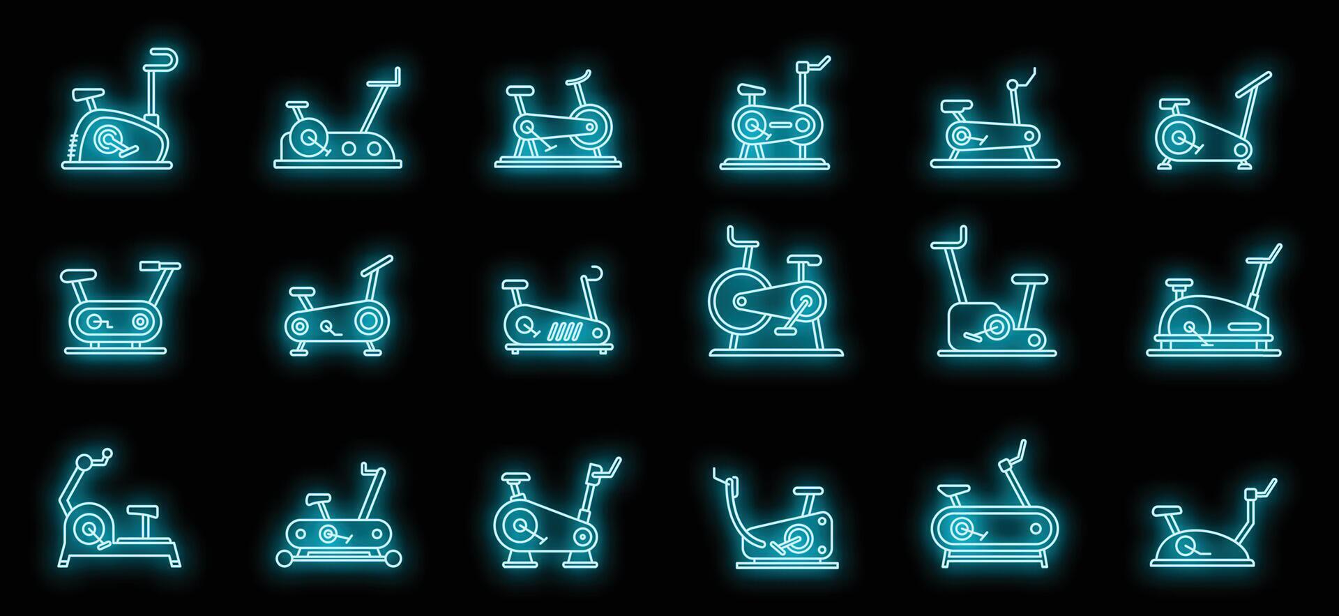 modern övning cykel ikoner uppsättning vektor neon