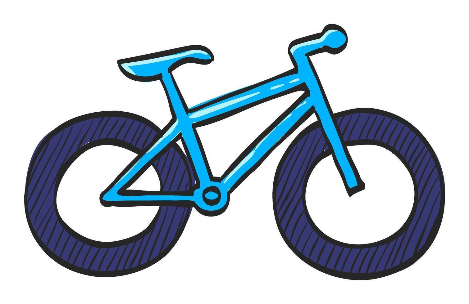 Fett Reifen Fahrrad Symbol im Hand gezeichnet Farbe Vektor Illustration