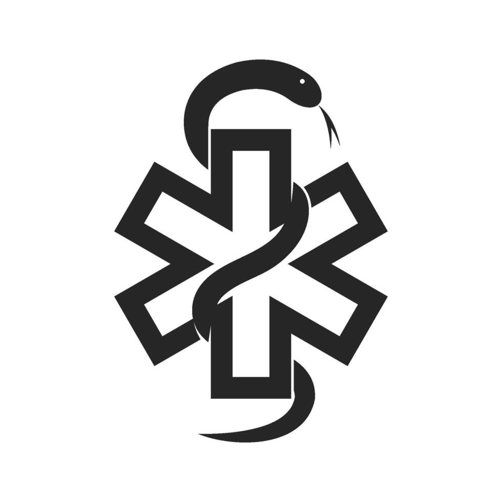 medicinsk symbol ikon i tjock översikt stil. svart och vit svartvit vektor illustration.