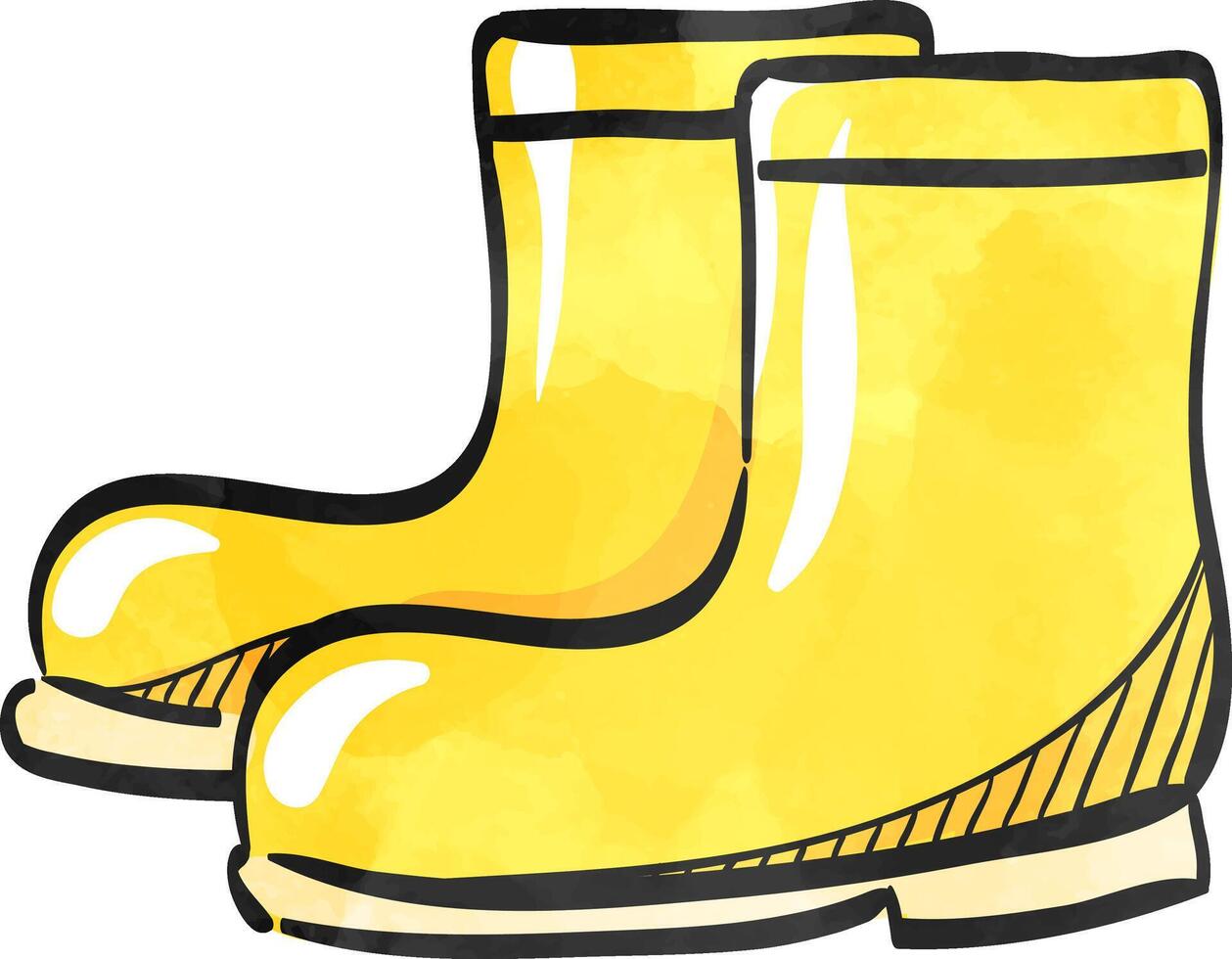 nass Stiefel Symbol im Farbe Zeichnung. Regen Jahreszeit Wetter Schutz vektor
