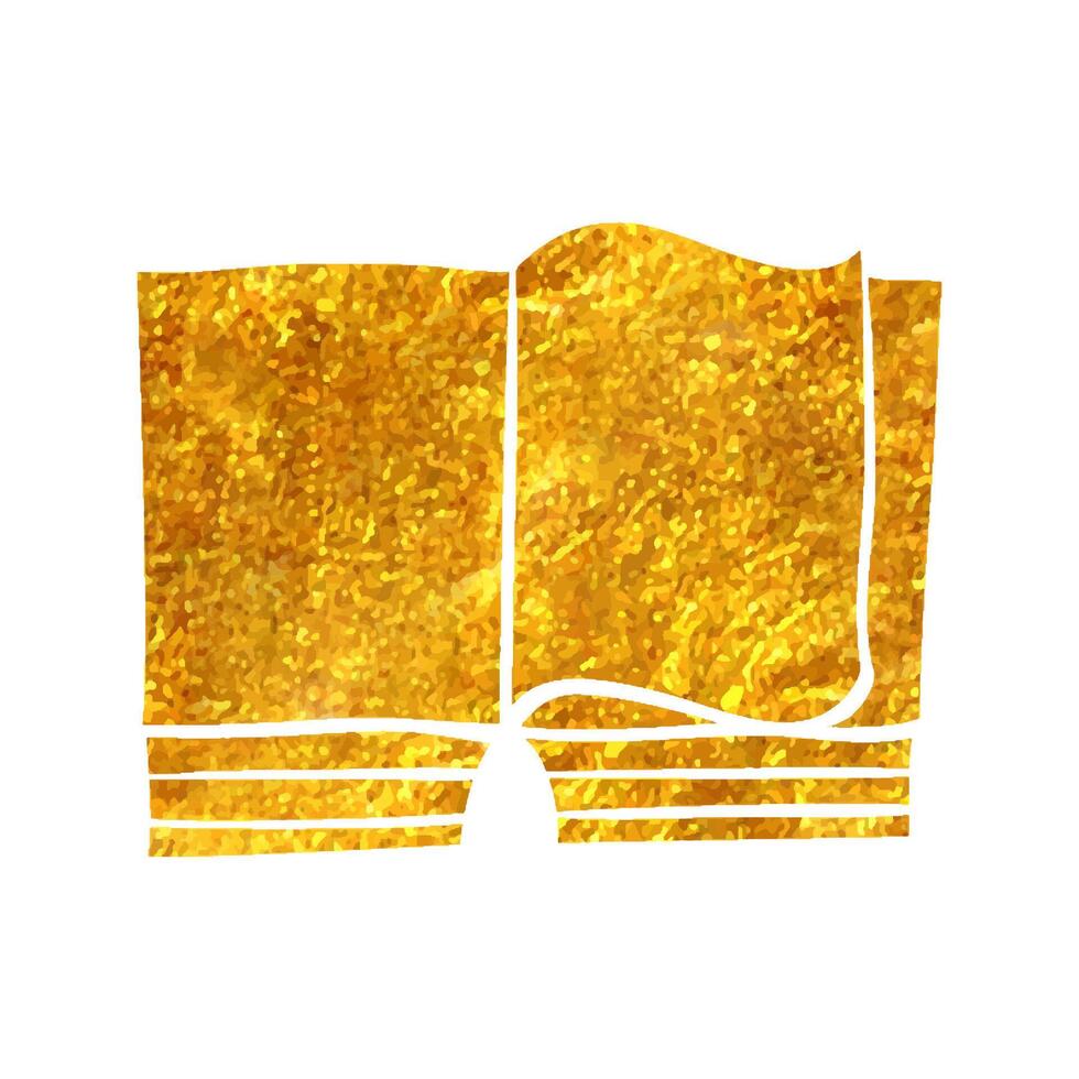 hand dragen böcker ikon i guld folie textur vektor illustration