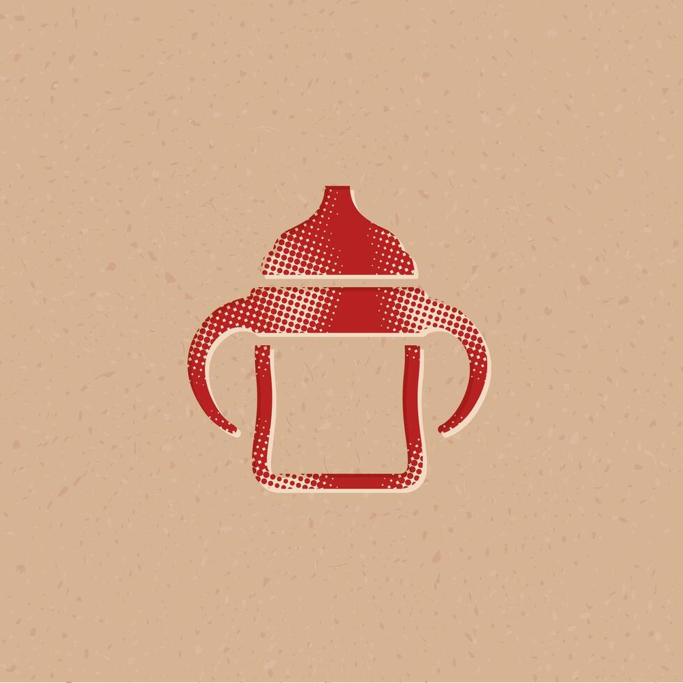 Milch Flasche Halbton Stil Symbol mit Grunge Hintergrund Vektor Illustration
