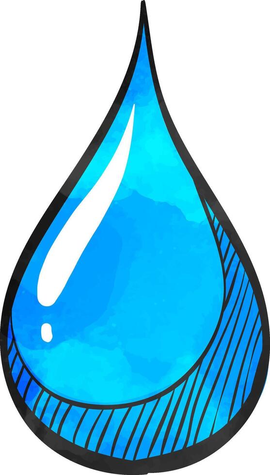 Wasser fallen Symbol im Farbe Zeichnung. Natur Ökologie Umgebung vektor