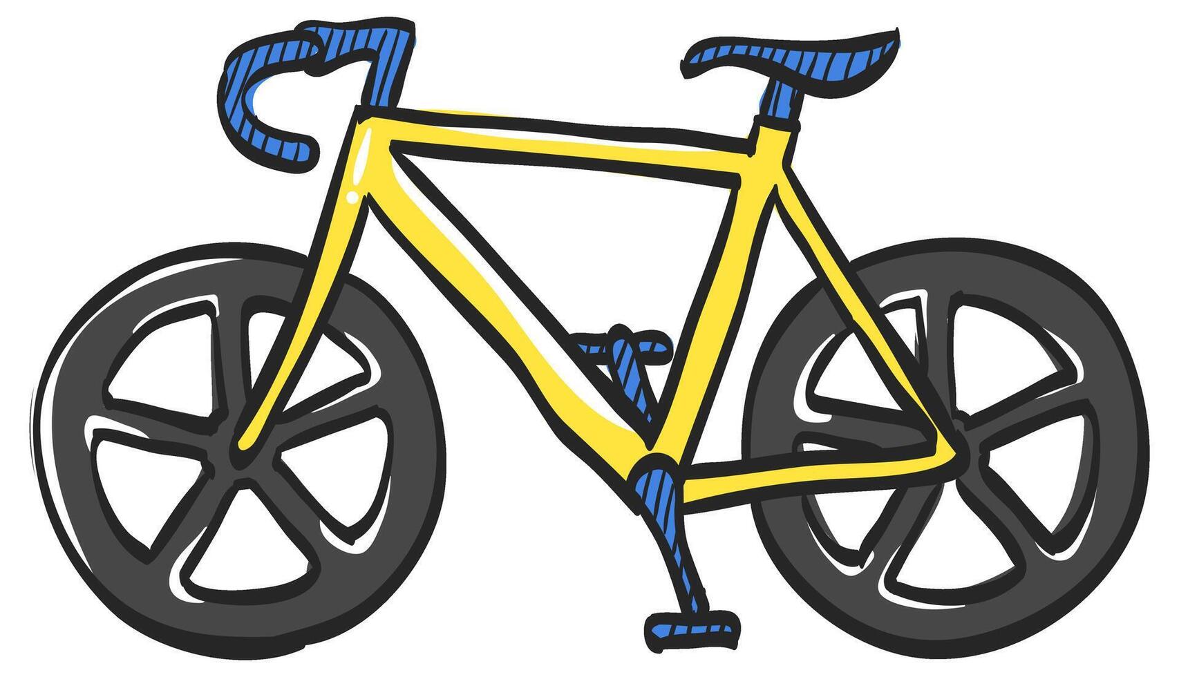 väg cykel ikon i hand dragen Färg vektor illustration