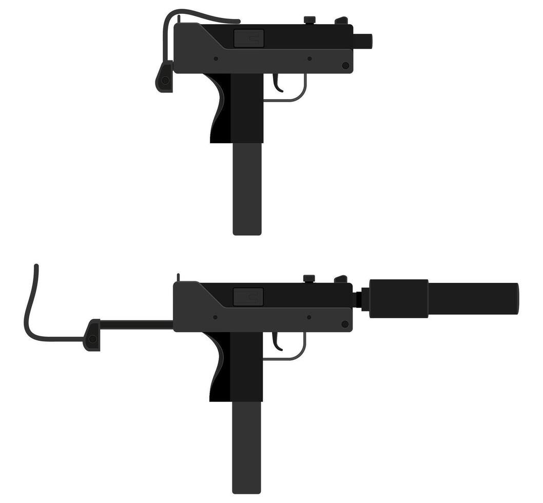 Maschinenpistolen-Maschinengewehrwaffen-Lagervektorillustration lokalisiert auf weißem Hintergrund vektor