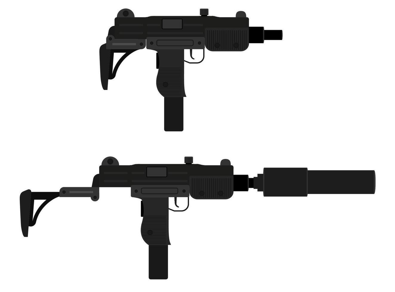 Maschinenpistolen-Maschinengewehrwaffen-Lagervektorillustration lokalisiert auf weißem Hintergrund vektor