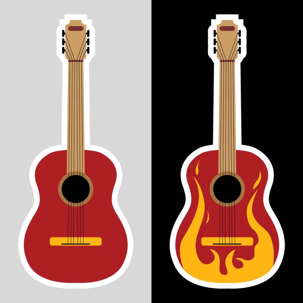 musikalisk instrument gitarr illustration vektor klistermärke