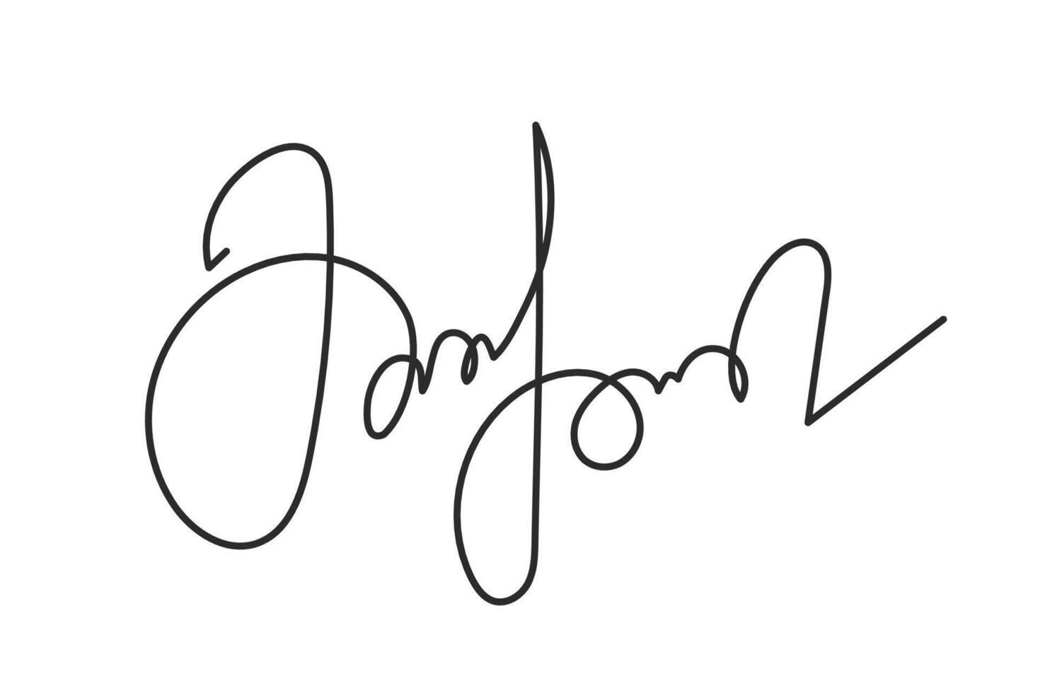 vektor isolerat hand dragen falsk autograf prov på en vit bakgrund. redigerbar stroke signatur