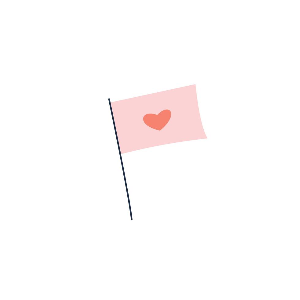 Vektor Illustration von Flagge mit Herz. isoliert Element auf ein Weiß Hintergrund. zum Hochzeit und Valentinsgrüße Tag Konzept