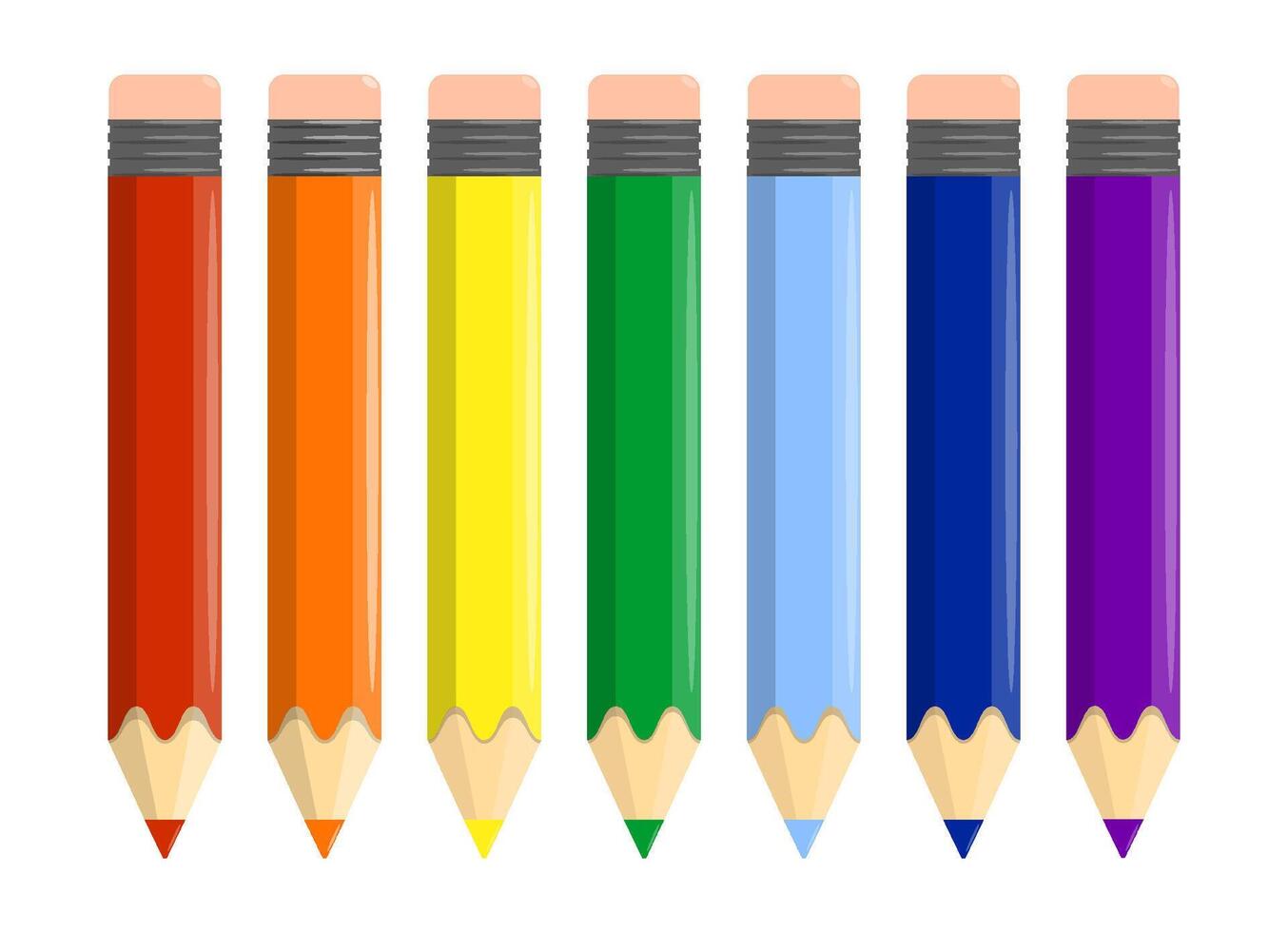uppsättning av barn ljus färgad pennor i tecknad serie stil. utveckling av kreativitet i barn. teckning Träning på skola. vektor