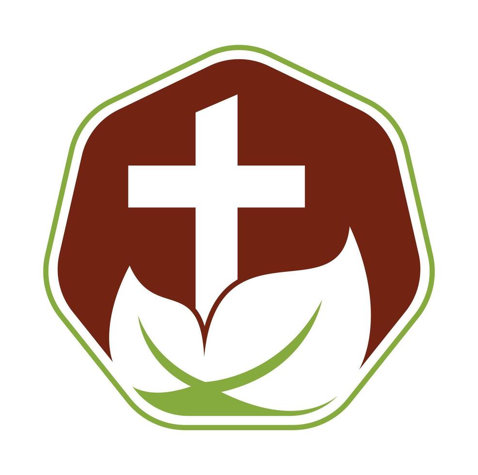 Baum religiöses Kreuz Symbol Symbol Vektordesign. Kreuzbaum-Logo-Design. Logo der Baumkirche. vektor