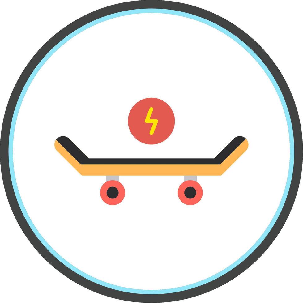 skateboard platt cirkel ikon vektor