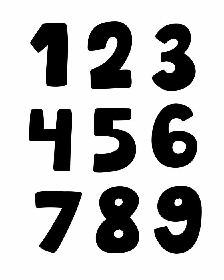 Hand gezeichnet Stil Ziffern Zahlen Schriftart vektor