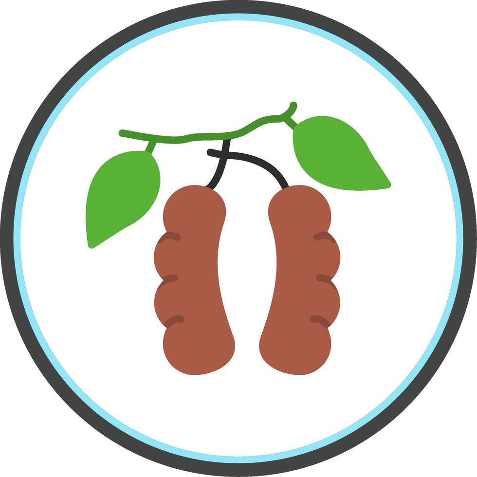 tamarind platt cirkel ikon vektor