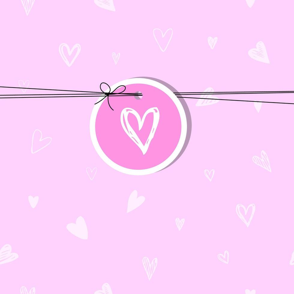 valentine kort med kopia Plats, rosa bakgrund vit hjärtan vektor