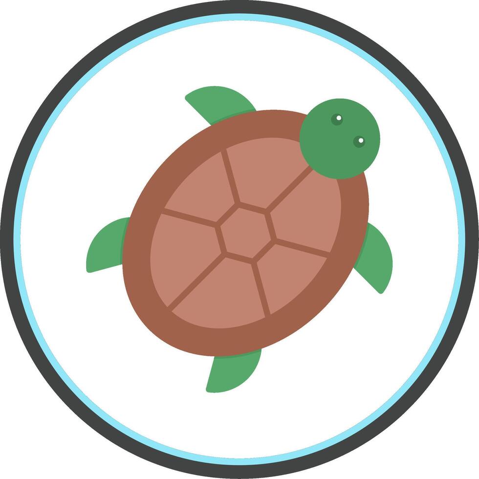 sköldpadda platt cirkel ikon vektor