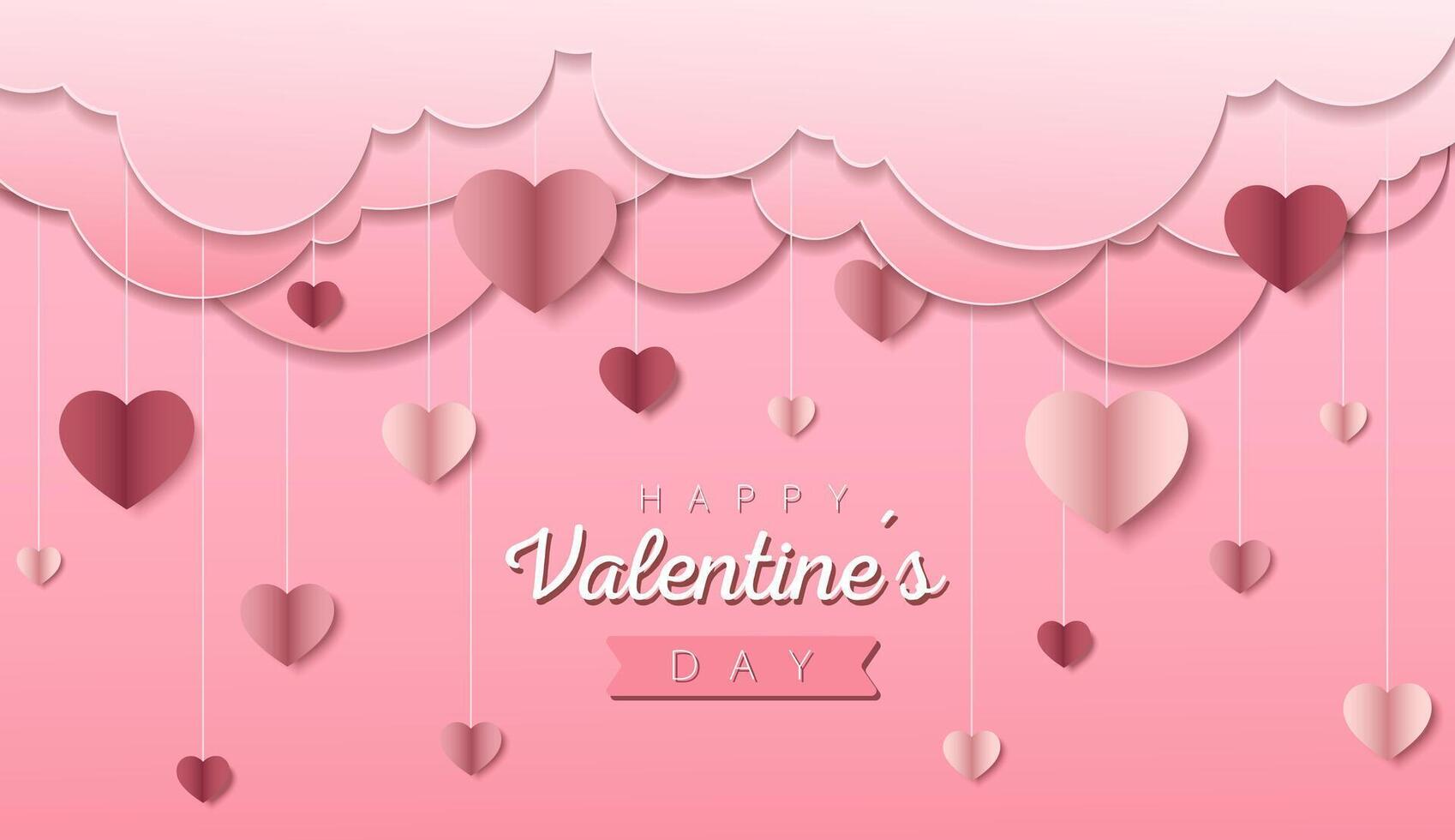 glücklich Valentinstag Tag Hintergrund oder Banner mit Herzen. schön Papier Schnitt Herz Rahmen auf Rose Hintergrund. Vektor Illustration zum kosmetisch Produkt Anzeige, Valentinstag Tag Festival Design, Präsentation