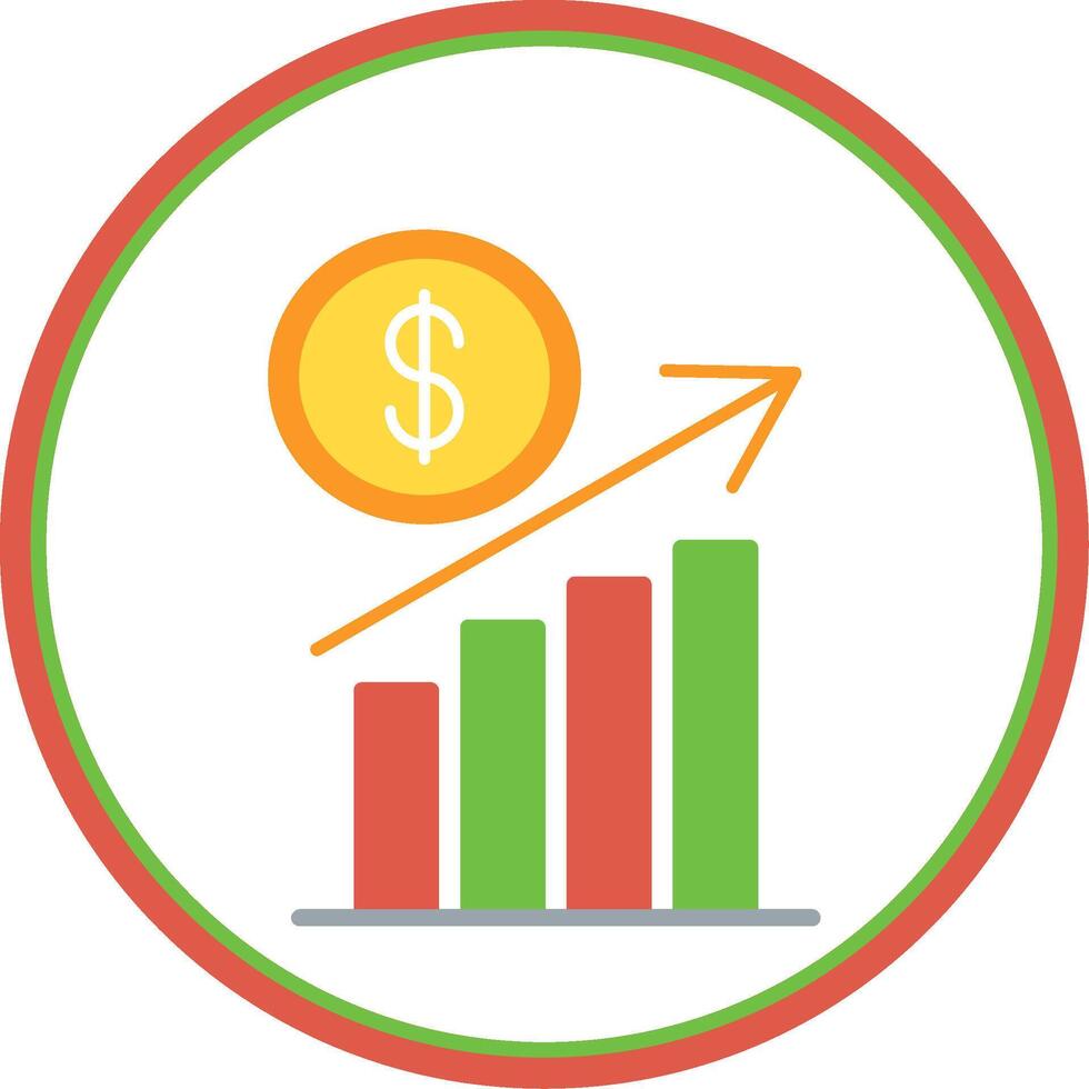 tillväxt platt cirkel ikon vektor