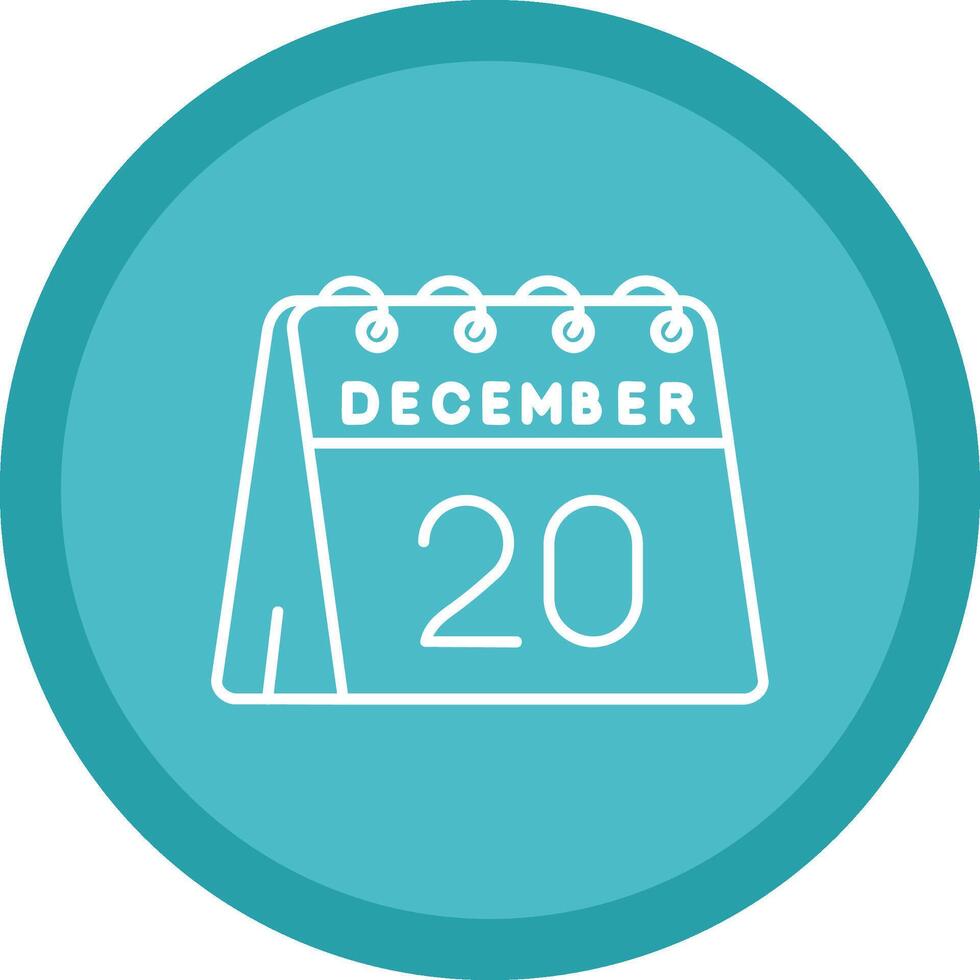 20:e av december platt cirkel Flerfärgad design ikon vektor