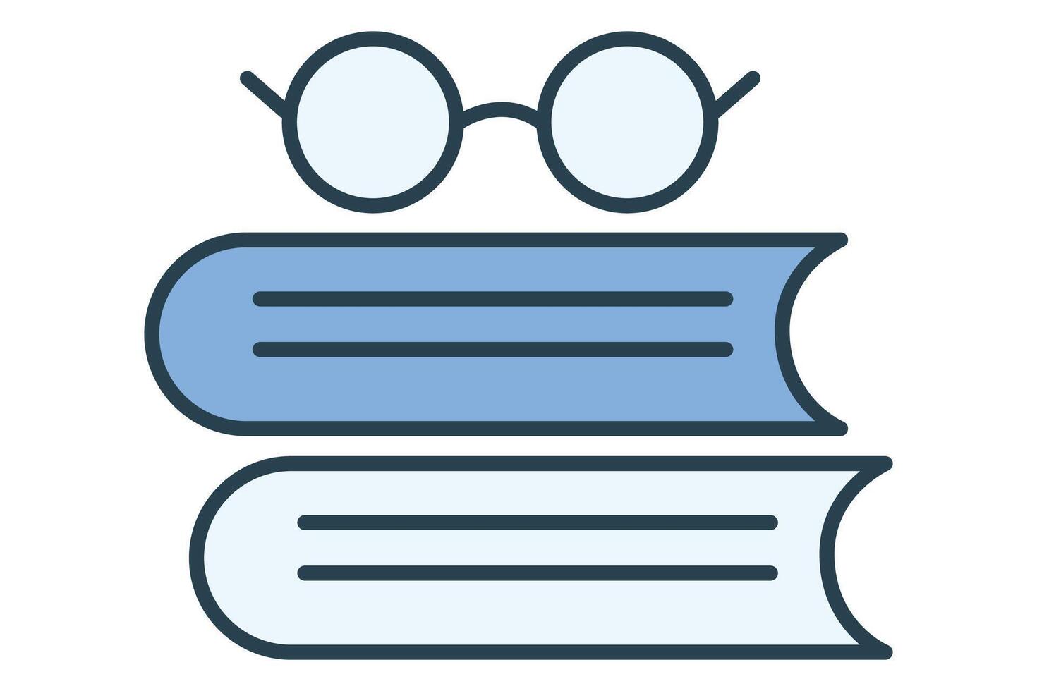 Brille Symbol mit Buch. Symbol verbunden zu wissenschaftlich Lektüre, Bildung. eben Linie Symbol Stil. Element Illustration vektor