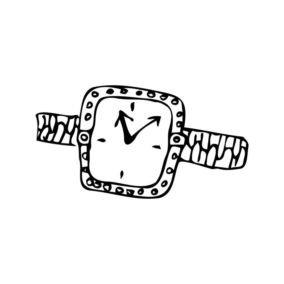Hand gezeichnet Gekritzel skizzieren von Armbanduhr mit Kristall oder Diamant. Vektor Illustration isoliert. Hand gezeichnet Vektor Symbol können benutzt zum Banner, Hintergrund.
