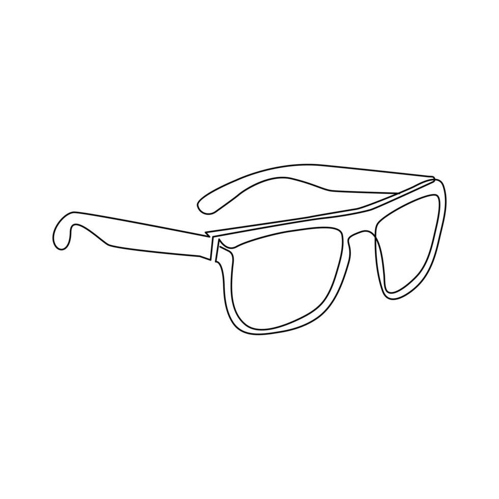 vektor i ett kontinuerlig ett linje teckning av öga glasögon. solglasögon ett linje design isolerat på vit bakgrund.