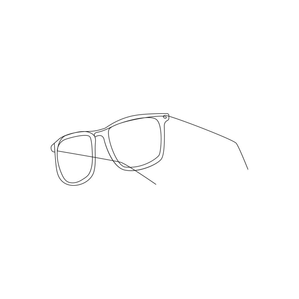 Vektor im einer kontinuierlich einer Linie Zeichnung von Auge Brille. Sonnenbrille einer Linie Design isoliert auf Weiß Hintergrund.