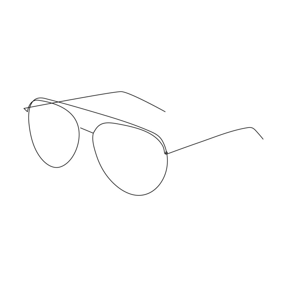 Vektor im einer kontinuierlich einer Linie Zeichnung von Auge Brille. Sonnenbrille einer Linie Design isoliert auf Weiß Hintergrund.