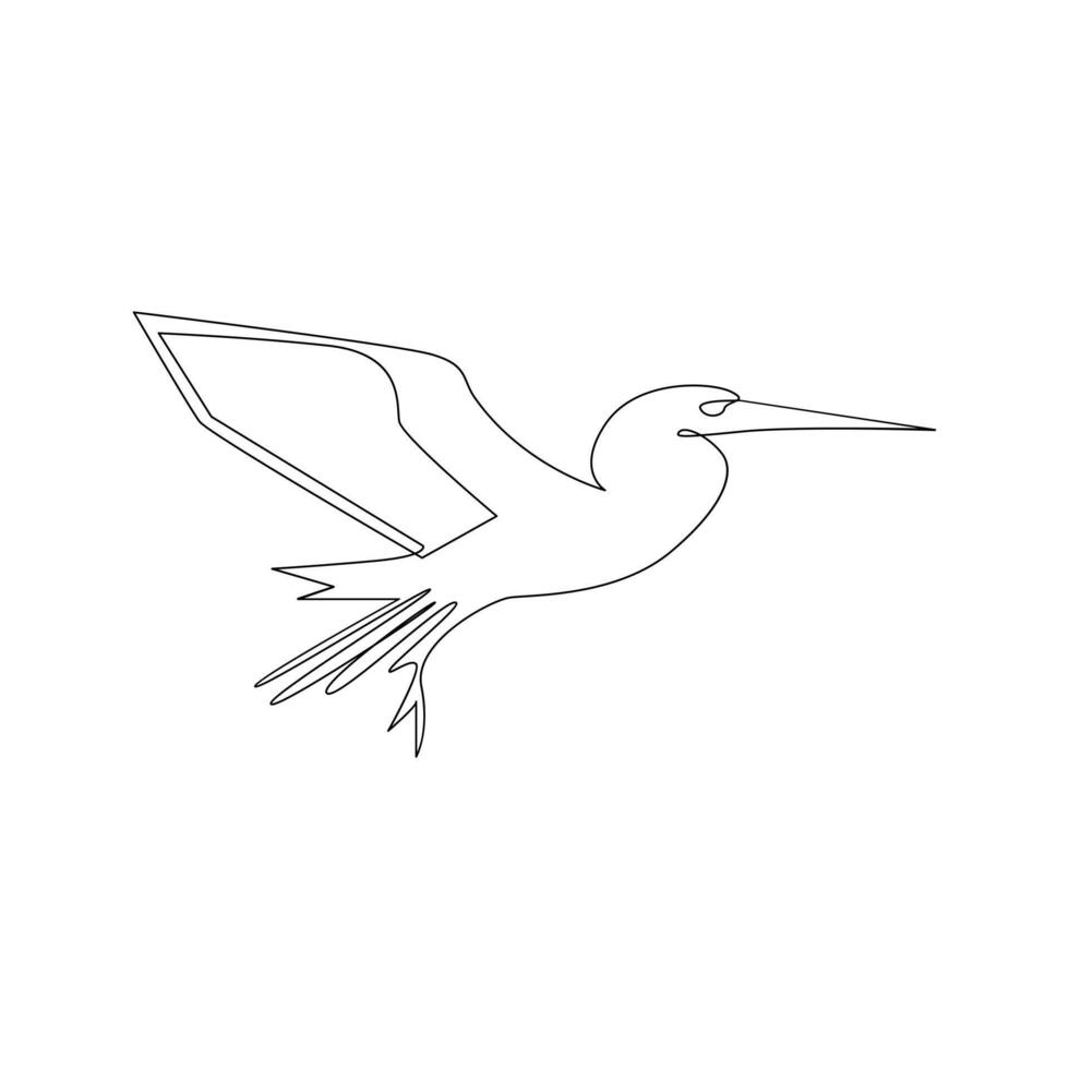 vektor i ett kontinuerlig linje teckning av häger fågel bäst använda sig av för logotyp, affisch, baner och bakgrund.