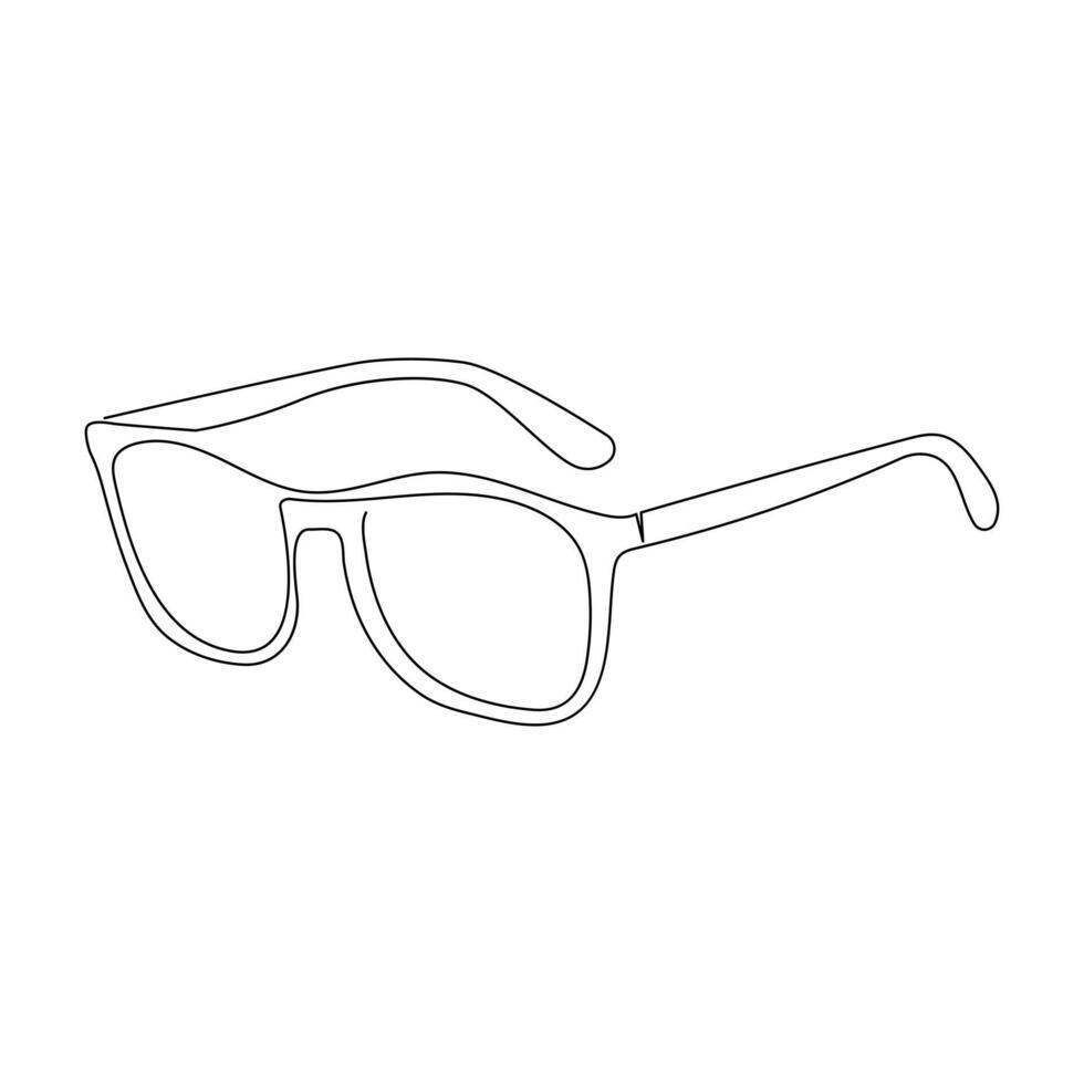 Vektor im einer kontinuierlich einer Linie Zeichnung von Auge Brille. Sonnenbrille einer Linie Design isoliert auf Weiß Hintergrund.
