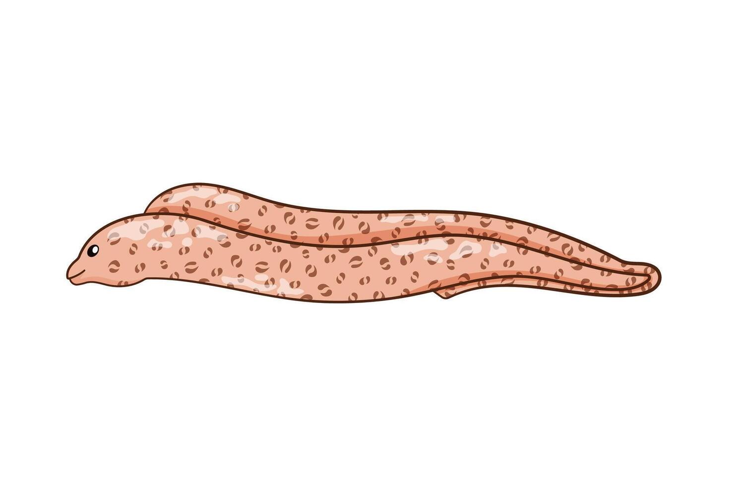 moray ål karaktär i tecknad serie konst stil. undervattenskablar djur- med avlång kropp. under vattnet rovdjur. vektor illustration isolerat på en vit bakgrund.