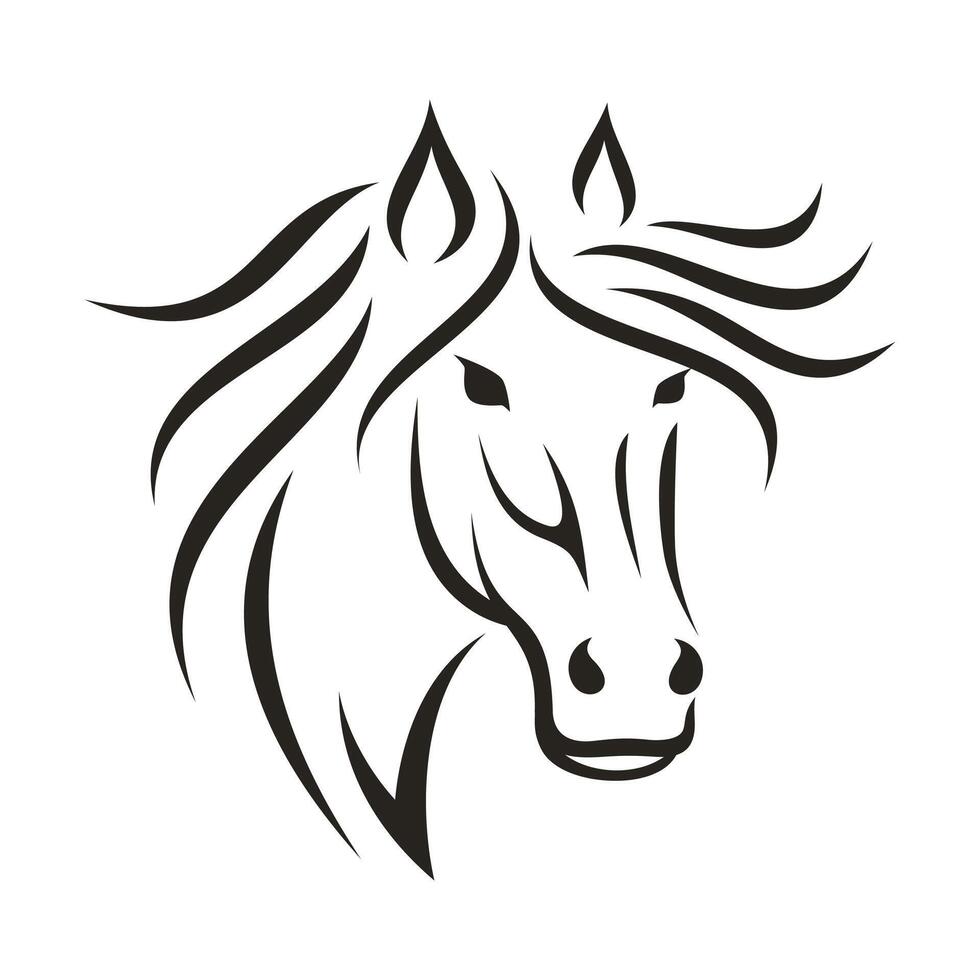 hand dragen häst huvud logotyp vektor mall