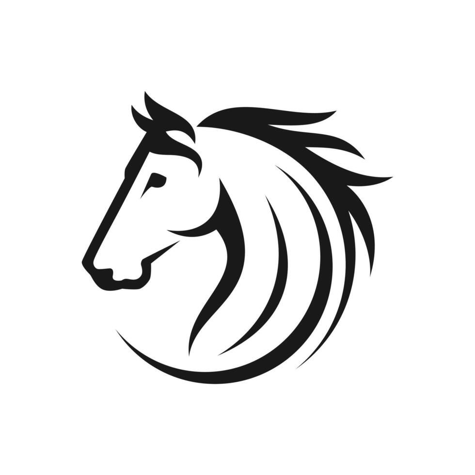 linje konst häst huvud logotyp mall vektor illustration