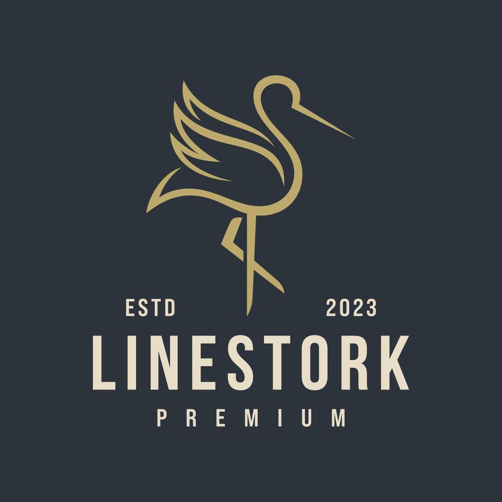 einfach Storch Linie Logo Vektor Vorlage Illustration