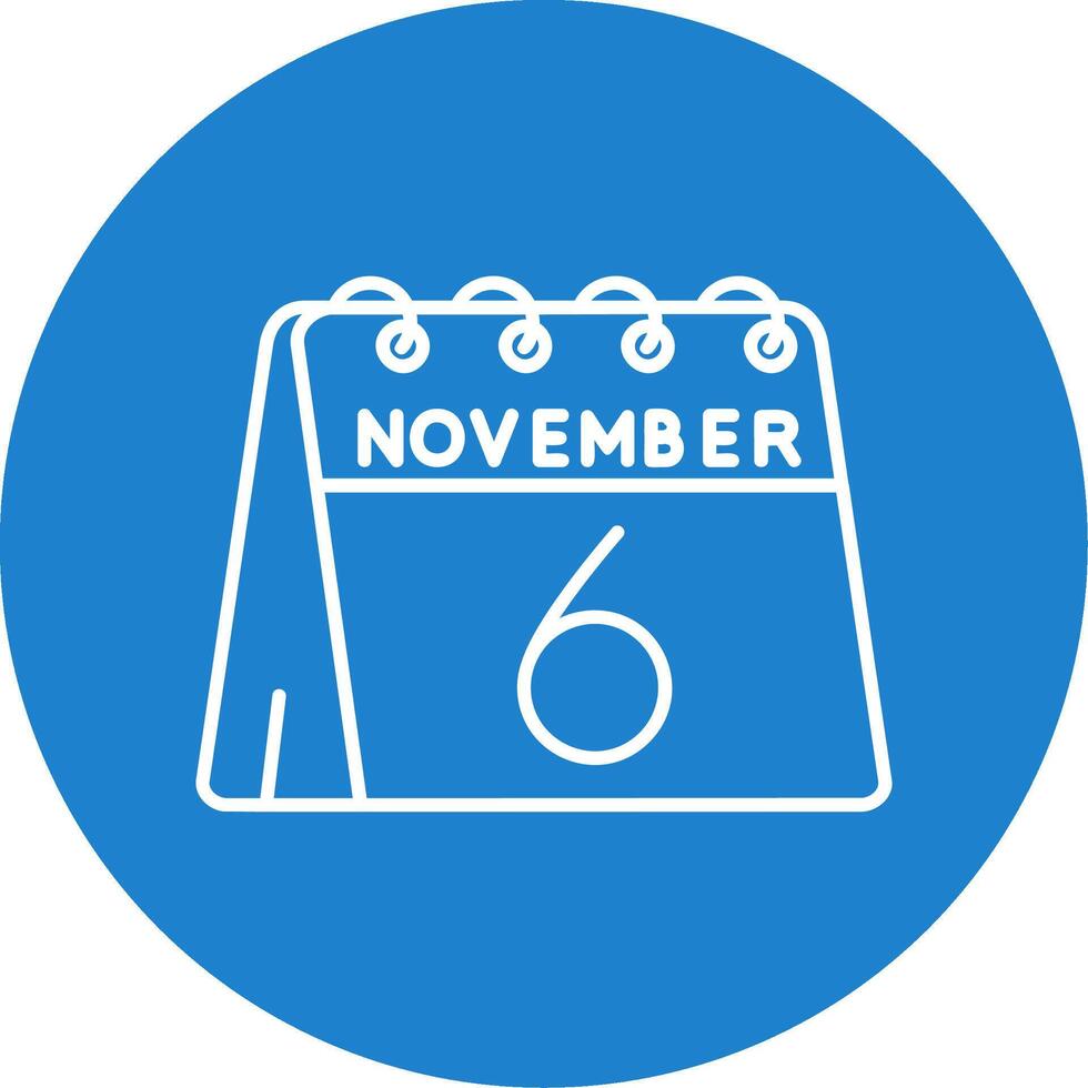 6:e av november linjär cirkel Flerfärgad design ikon vektor